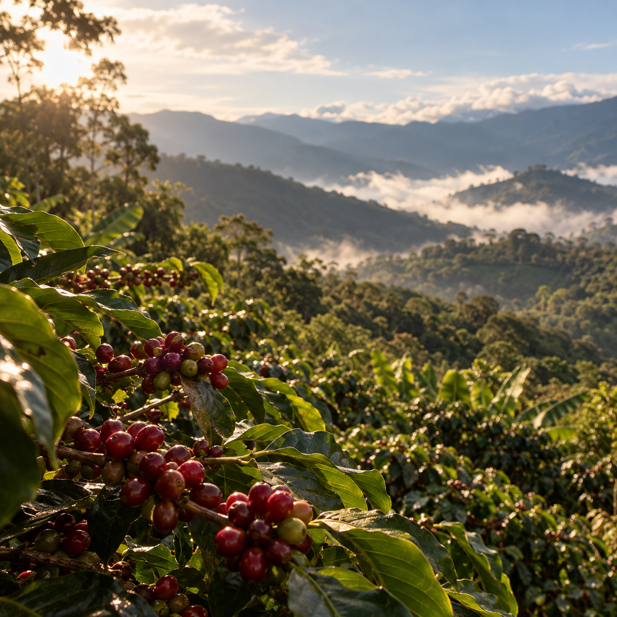Paisaje representativo de cafetales en Huánuco